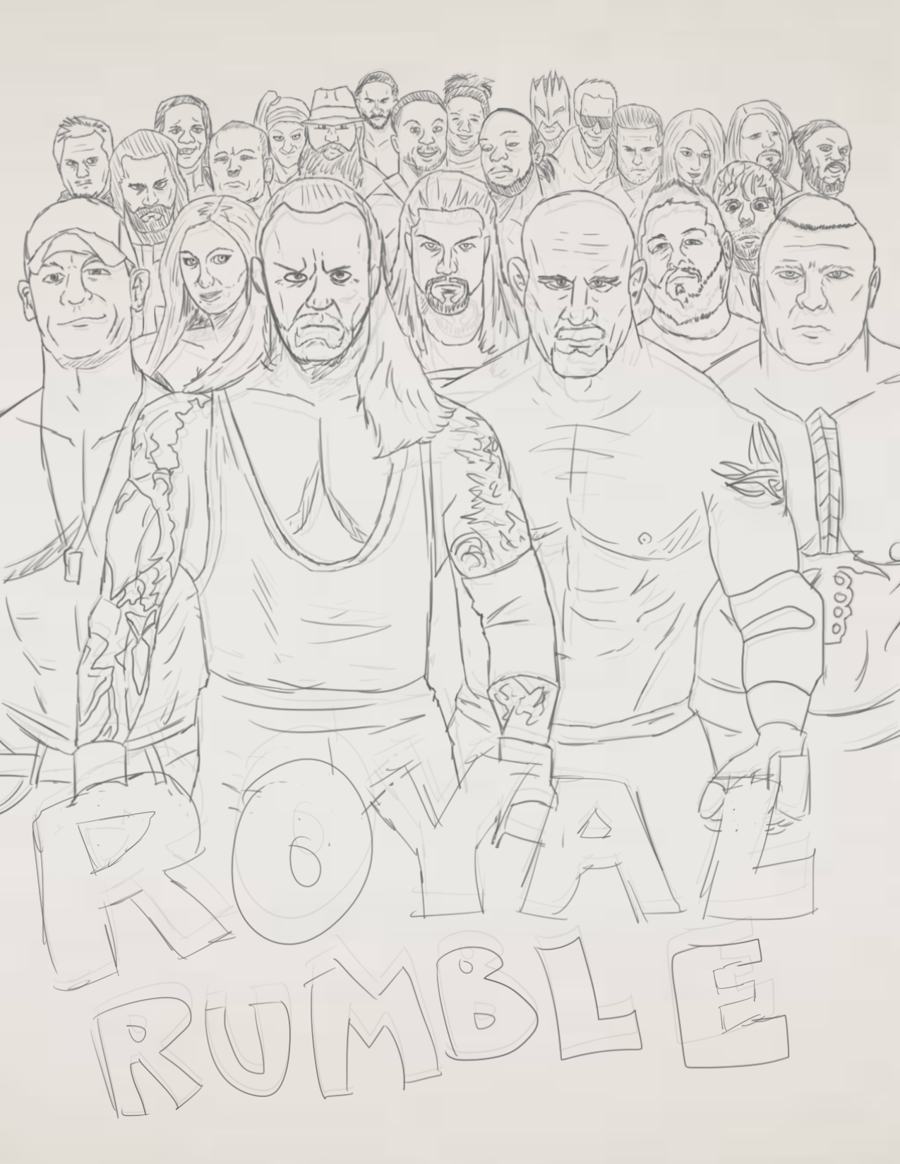 I was bored so i took a stab at drawing the royal rumble poster rsquaredcircle