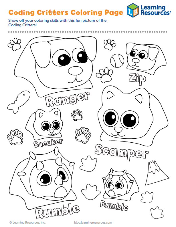 Coding critters activity pages printable