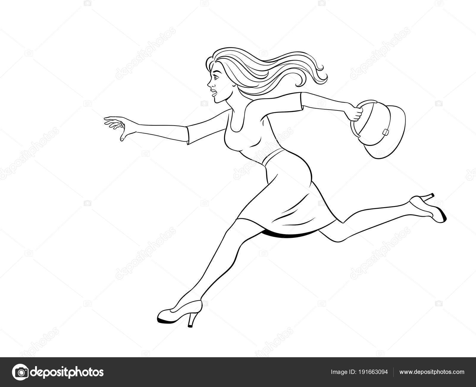 Woman run coloring book vector illustration stock vector by alexanderpokusay