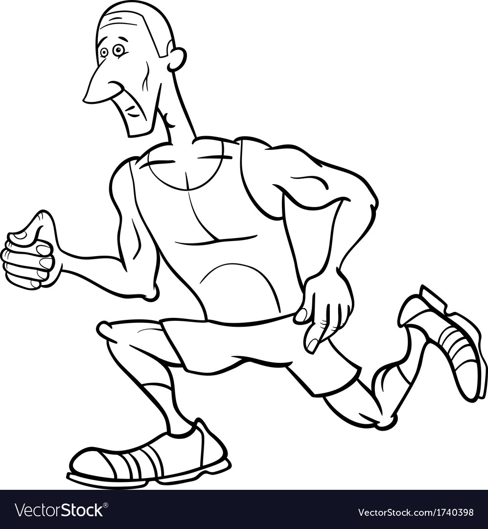 Runner sportsman cartoon coloring page royalty free vector