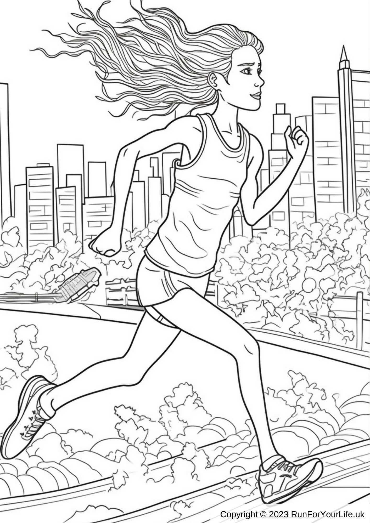 Running colouring pages