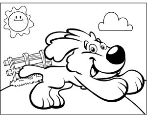 Dog running coloring page