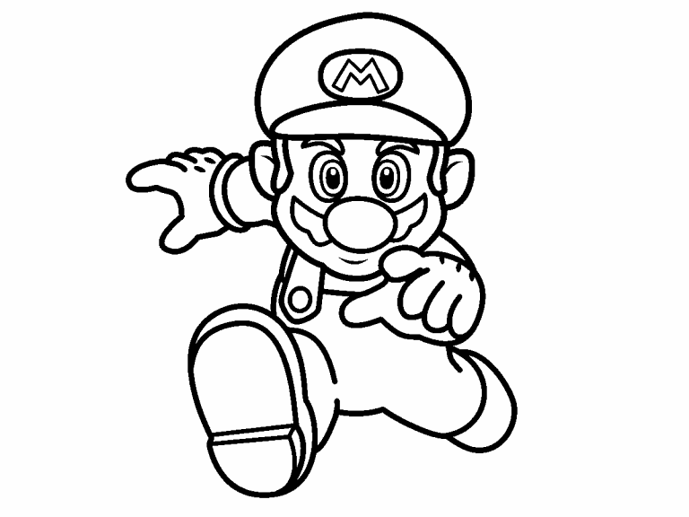 Mario running coloring page