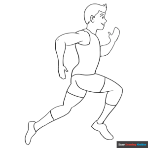 Person running coloring page easy drawing guides