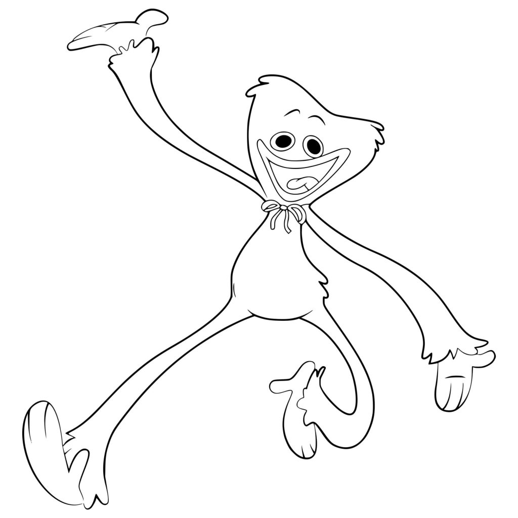 Huggy wuggy running coloring page
