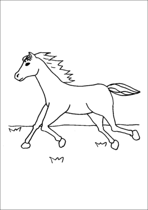 Fast running horse coloring page