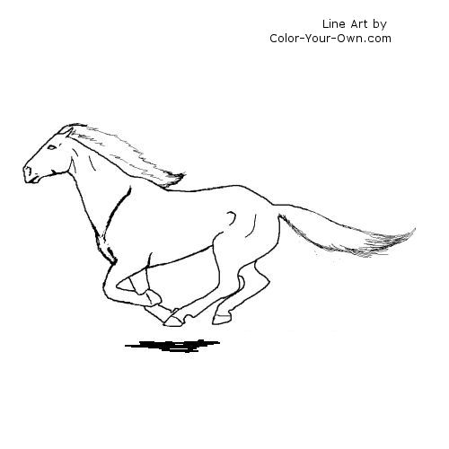 Galloping nokota mustang coloring page