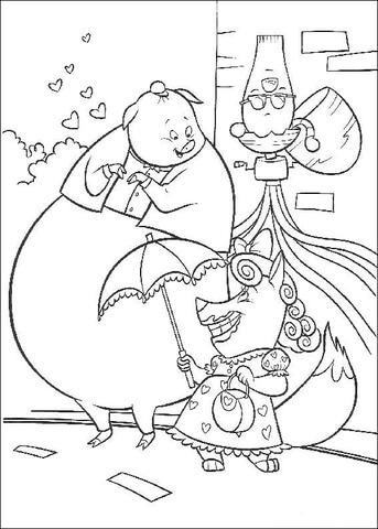 Runt foxy loxy and alien coloring page free printable coloring pages