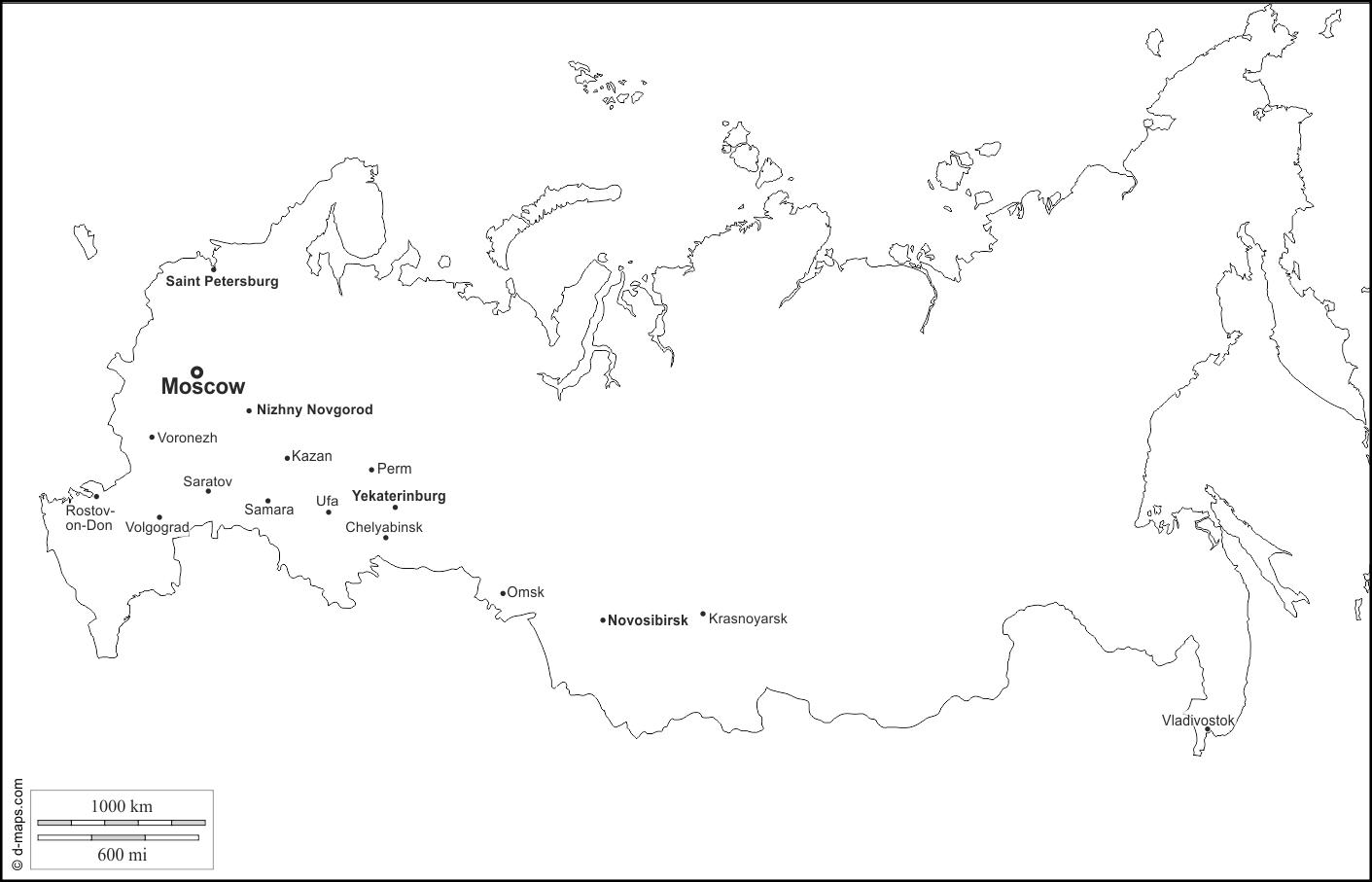 Blank map of russia outline map and vector map of russia