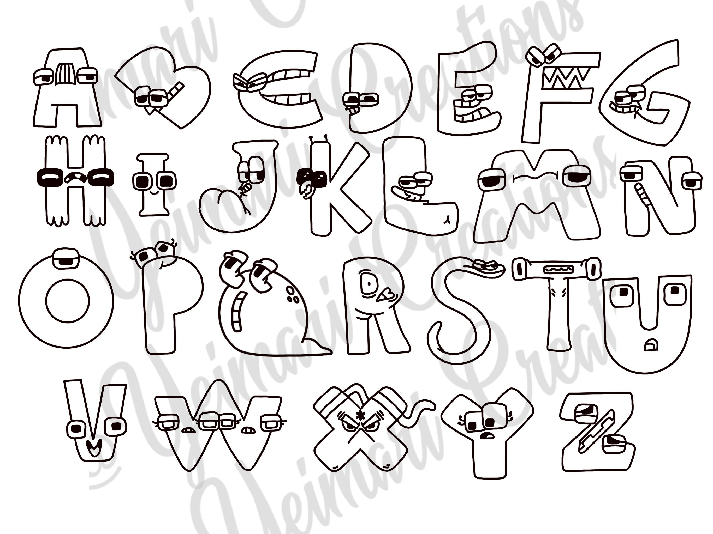 Alphabet lore coloring page alphabet lore outline png file