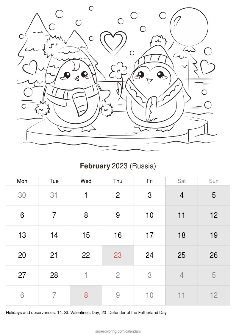 February calendar