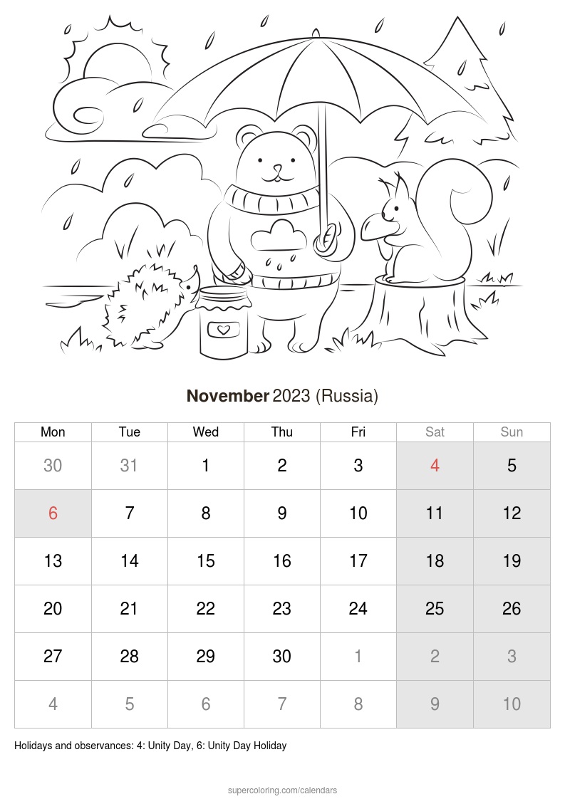 November calendar