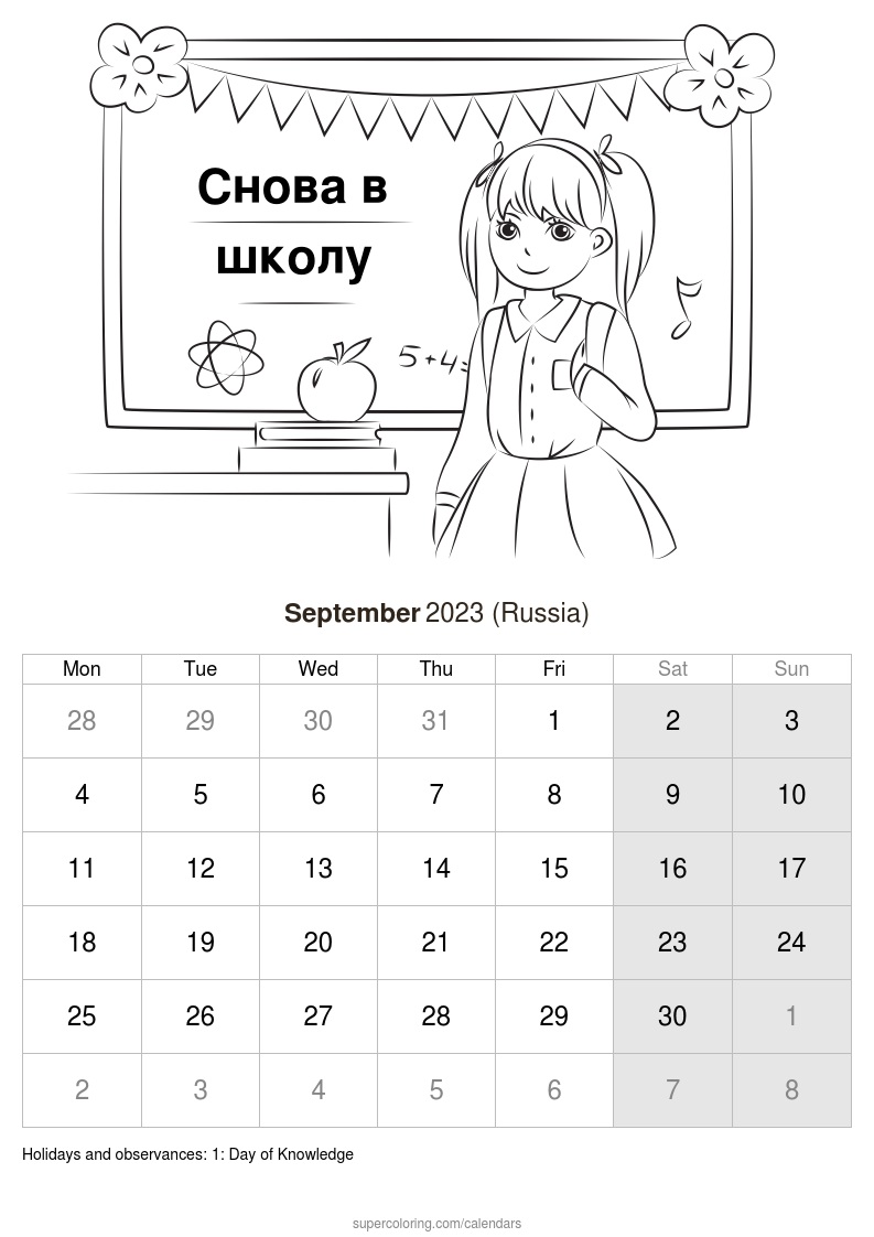 September calendar