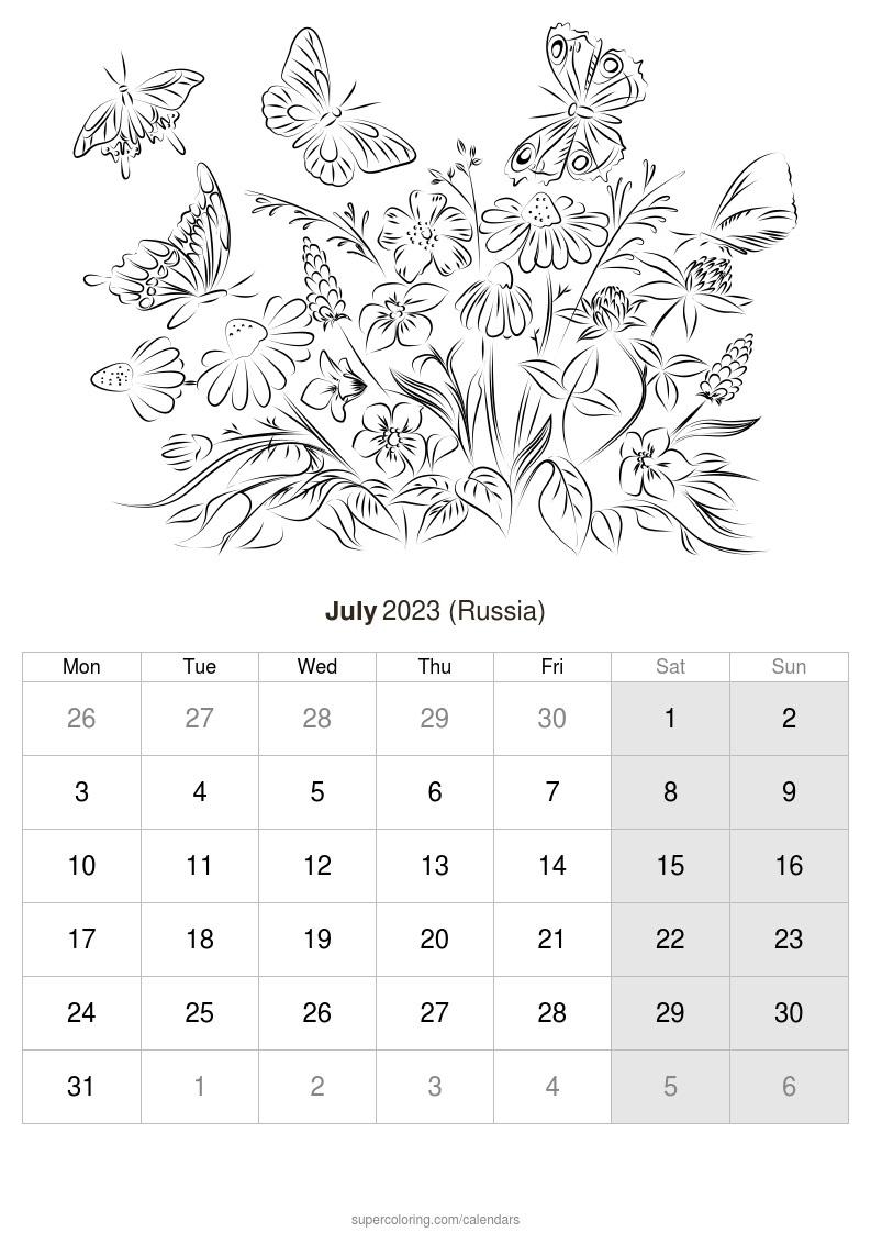 July calendar