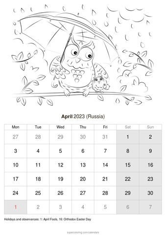 April calendar