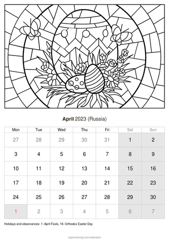 April calendar