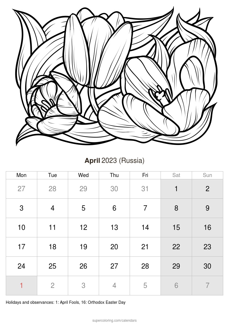 April calendar