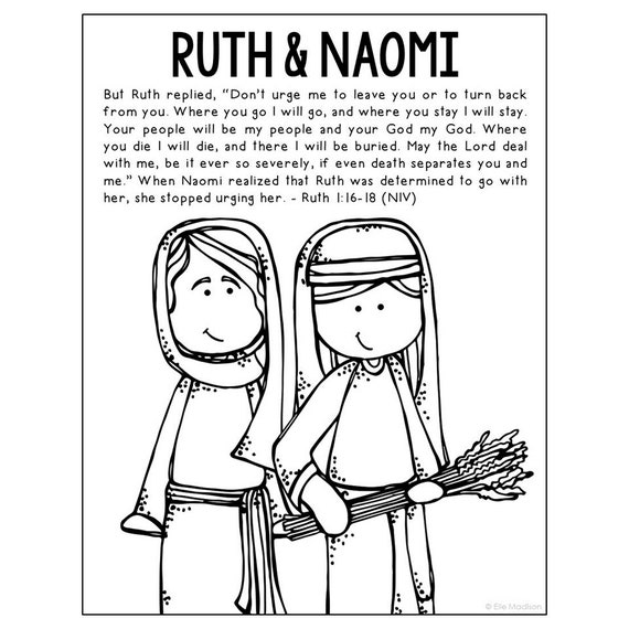 Ruth and naomi bible story coloring page activity sunday school lesson plan bible study unit for kids old testament for kids