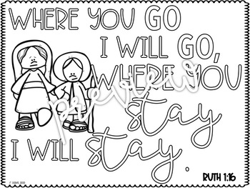 Ruth naomi coloring sheets for sunday school or homeschool print go