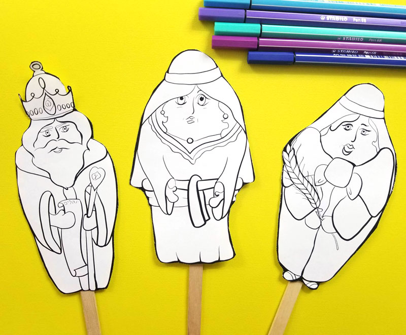 Shavuot coloring puppets