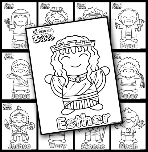 Lil heroes of the bible coloring page bundle pack