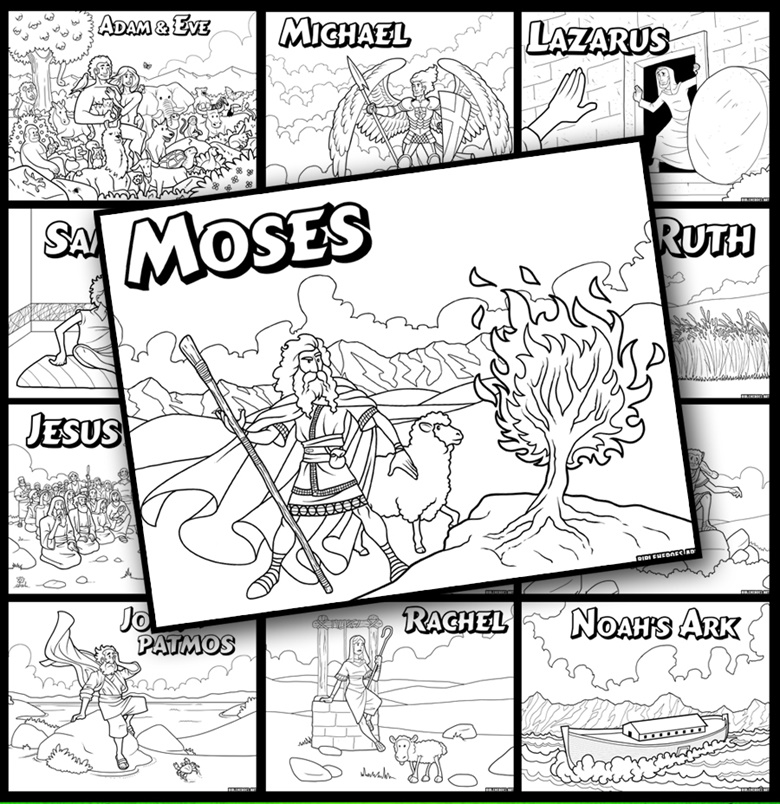 The heroes of the bible coloring pages bundle pack