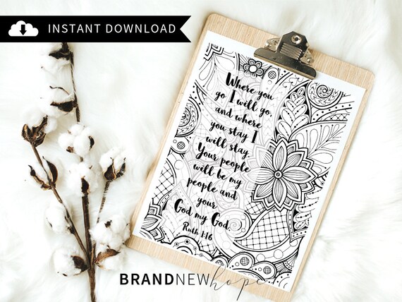 Ruth bible coloring page bible coloring page zentangle printable color bible verse coloring page worship coloring page