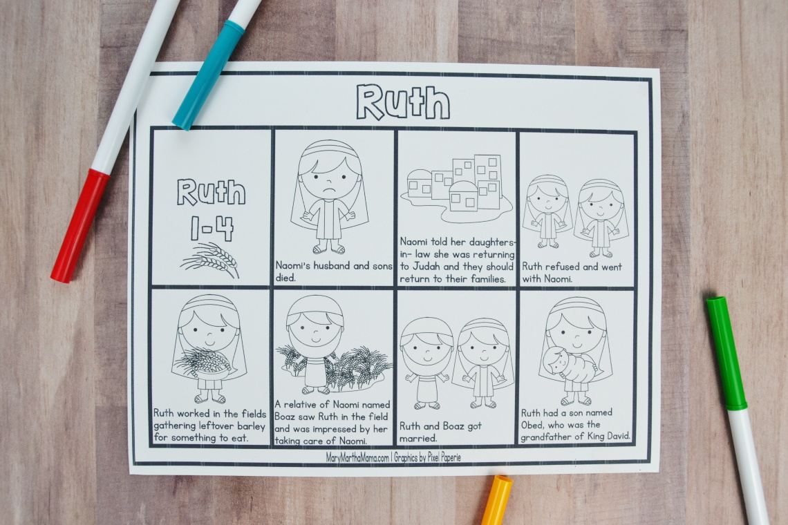 Ruth and naomi coloring pages â mary martha mama