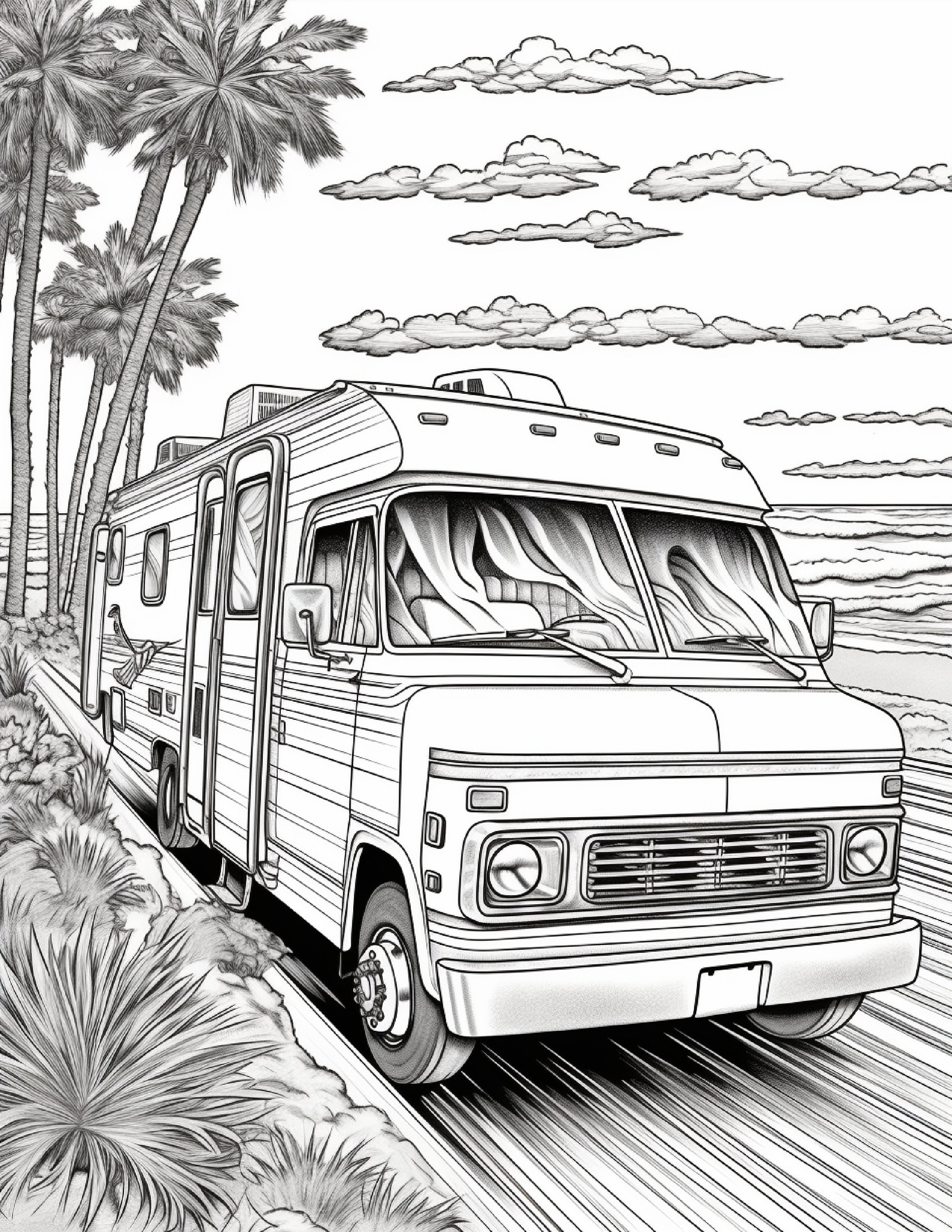 Rv life camping color book pages coloring pages road trip pages instant download
