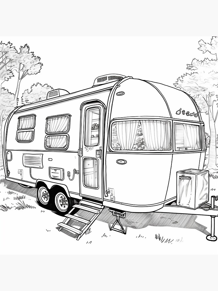 Travel trailer camper coloring page