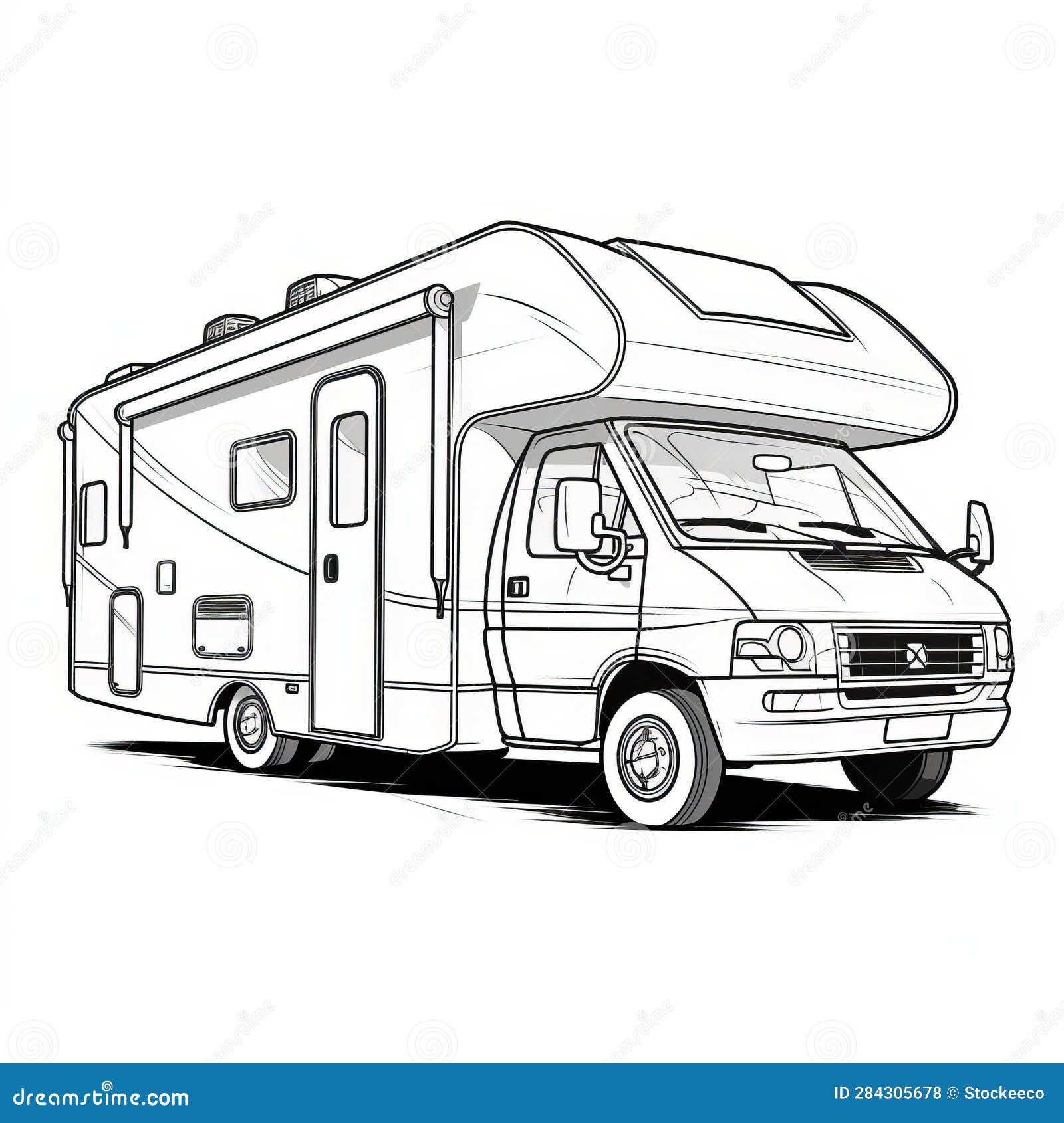 Rv trailer coloring pages realistic portrayal with fluid and dynamic lines stock illustration