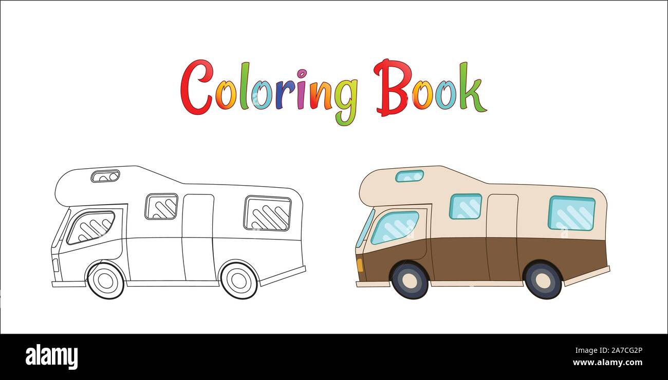 Camping car vector concept coloring pages for kids vector illustration eps stock vector image art