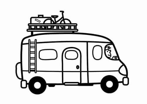 Man is driving van coloring page