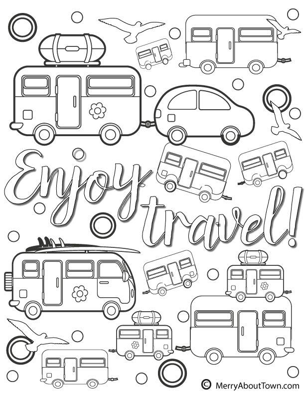 Retro camper printables to color camping coloring pages retro campers camper art