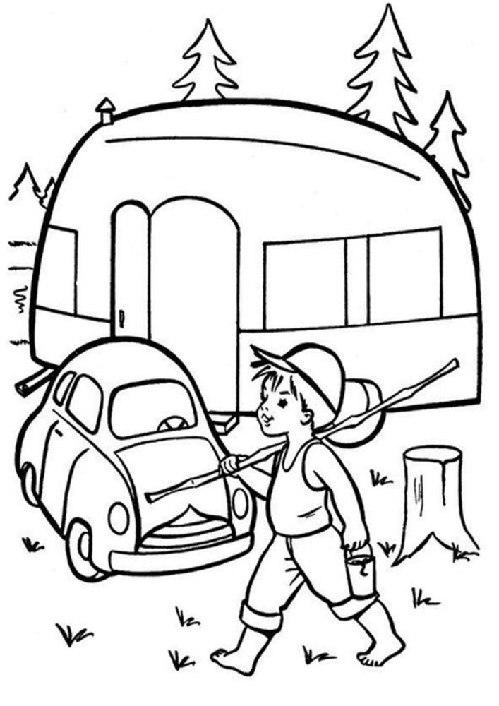 Free easy to print camping coloring pages