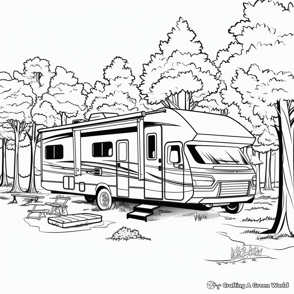 Camper rv coloring pages