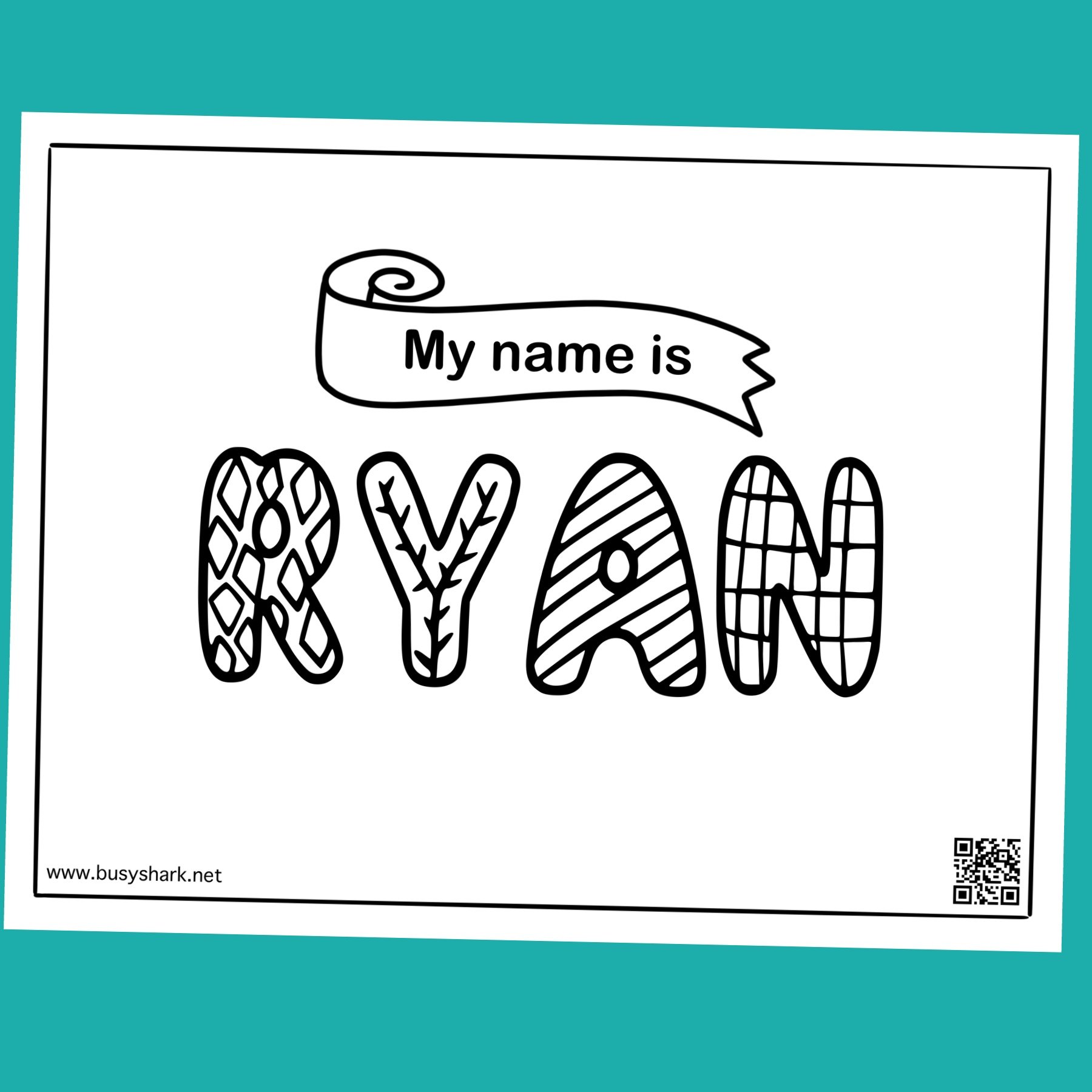 Free name ryan coloring page