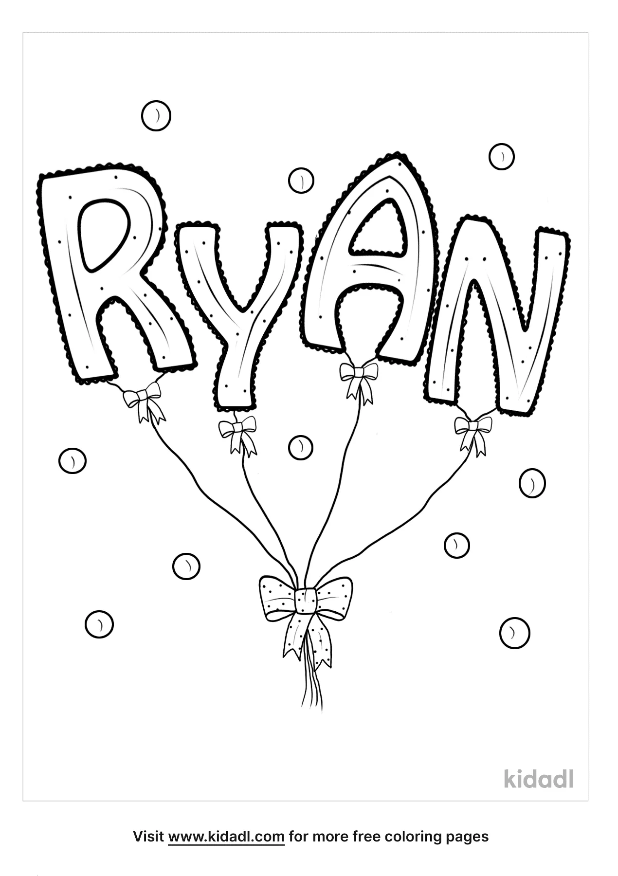 Free ryan name balloons coloring page coloring page printables