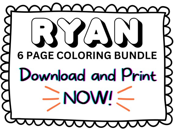 Ryan coloring page printable name coloring page custom coloring personalized gift colouring page kids name sheet