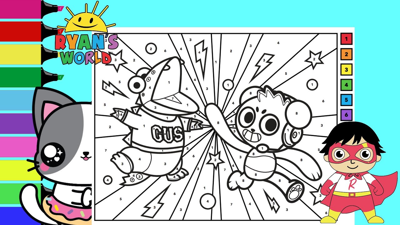 Coloring ryans world color by nuber gus and panda coloring book sprinkled donuts jr