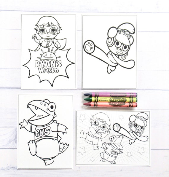 Inspired ryans world mini coloring pages and crayons bag child ryans world party favors
