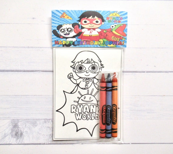 Inspired ryans world mini coloring pages and crayons bag child ryans world party favors