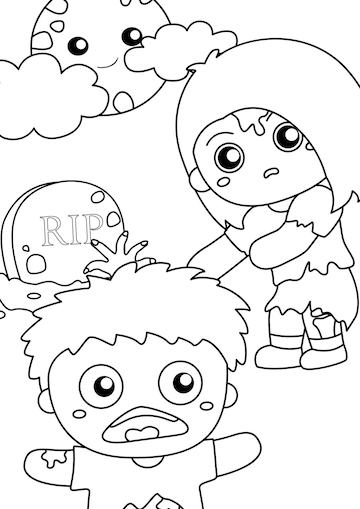 Premium vector halloween zombie party kids coloring pages a for kids and adult