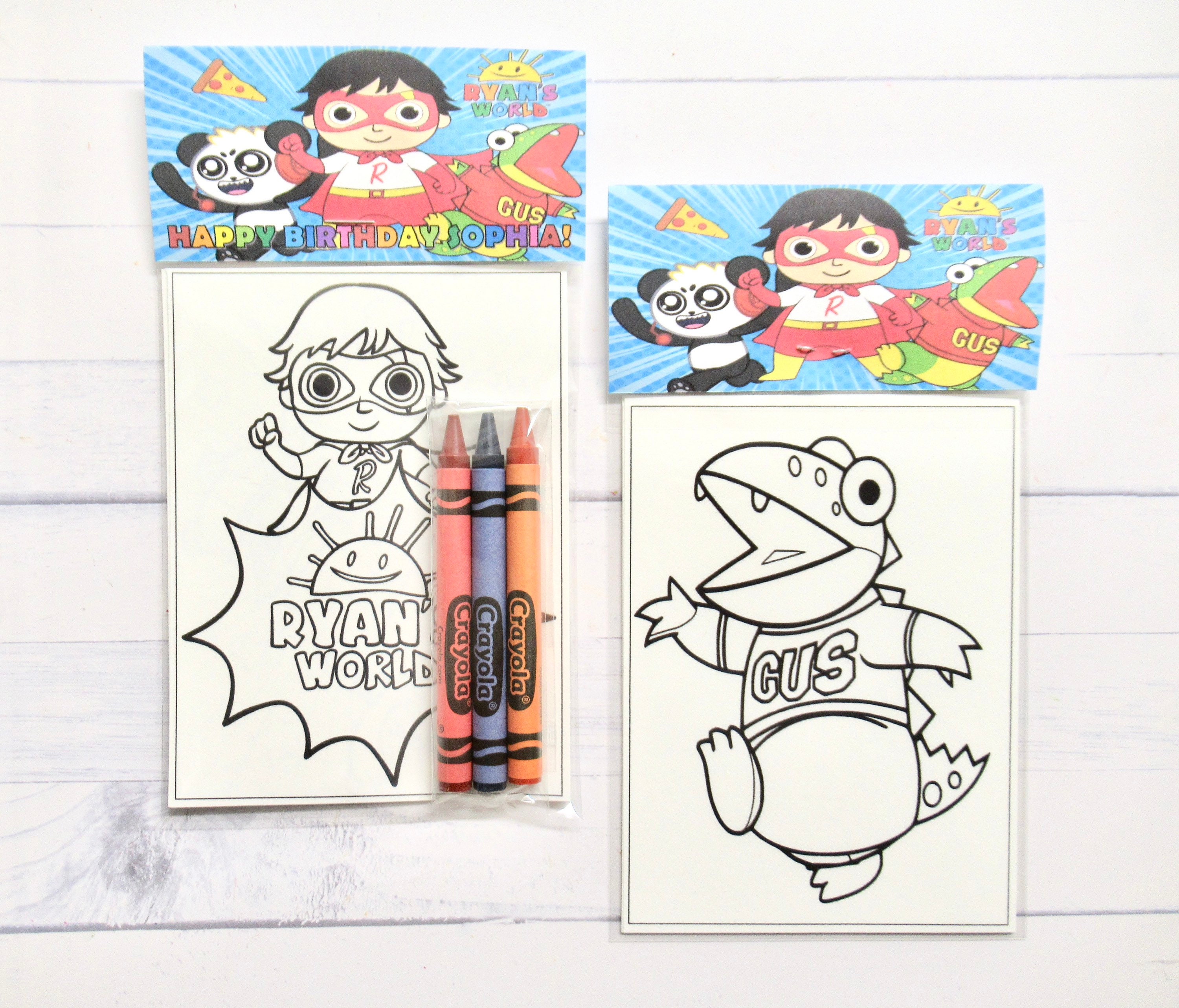 Inspired ryans world mini coloring pages and crayons bag child ryans world party favors