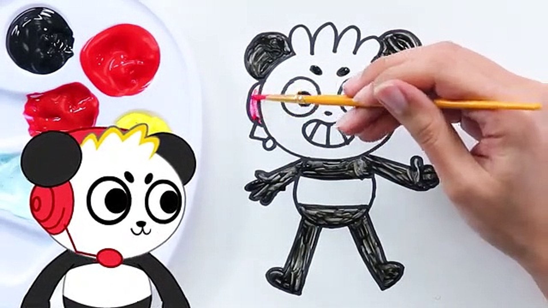 Learn to draw and color bo panda for kids with ryan