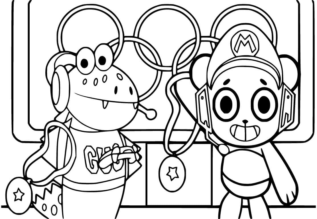 Gus and bo panda from coloring page