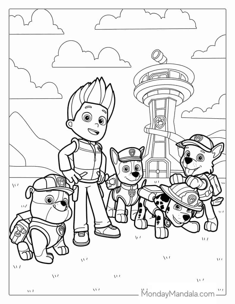 Paw patrol coloring pages free pdf printables