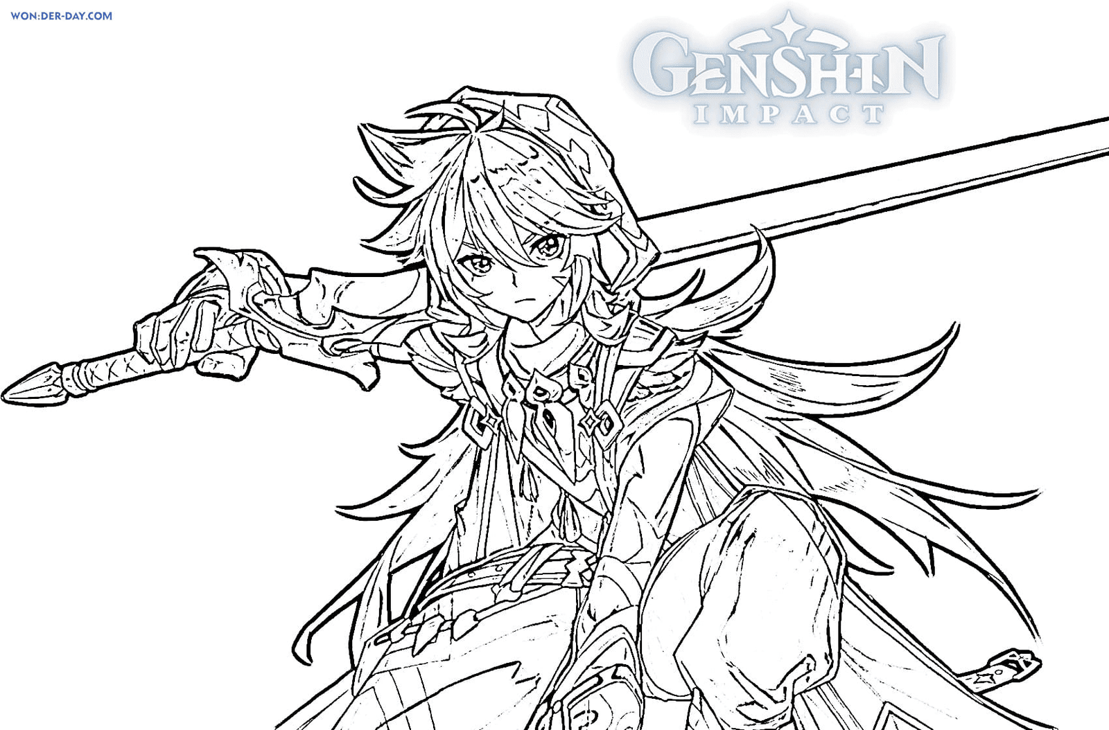 Genshin impact coloring pages printable for free download