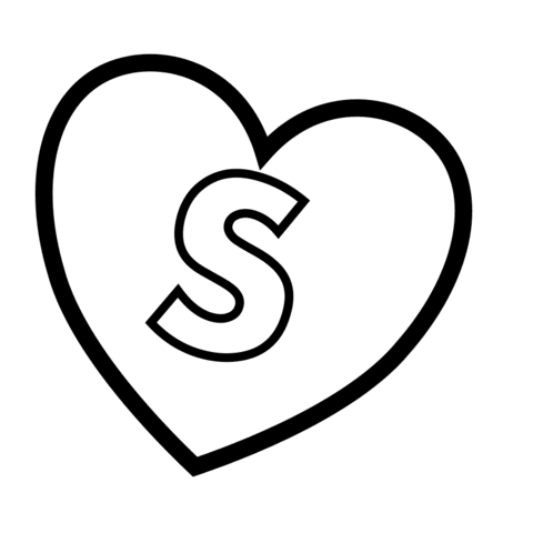 Letter s in heart coloring page heart coloring pages star coloring pages owl coloring pages