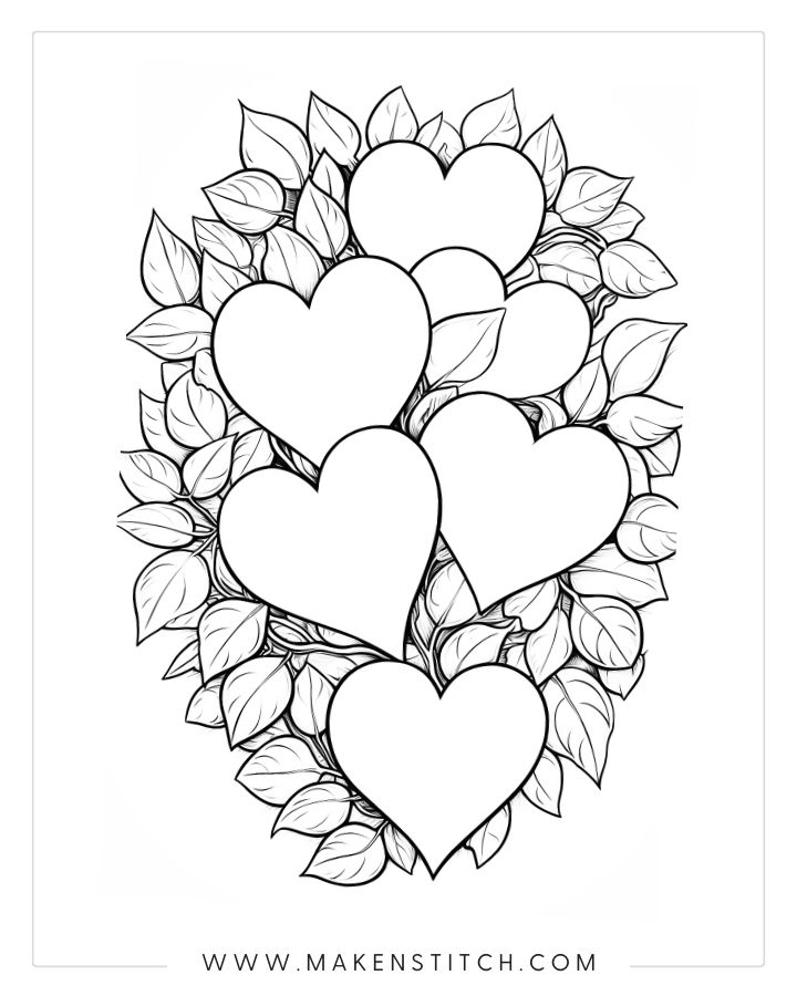 Free valentines heart coloring pages for kids and adults